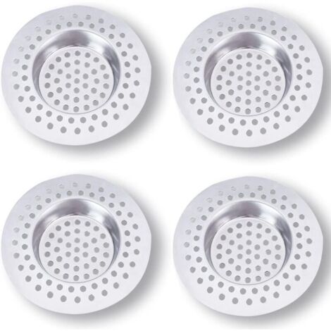 Filtre Evier Cuisine INOX (Lot de 3) - Attrape Cheveux Douche 7,5 x 7,5 cm, Filtre 90 Trous, Grille,Accessoire Cuisine,Salle de Bain, Cuisine (1/4)