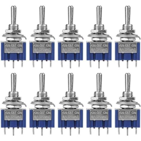 10pcs Mini Interrupteur à Bascule ON-OFF-ON SPDT MTS-103 3 Positions 3 Broches 6mm 6A 125VAC (1/4)