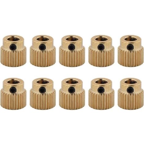 Roue d'extrudeuse en laiton 26/40 dents 10 pièces de roue d'extrudeuse en laiton pour CR-10.CR-10S, Ender 3, Ender 3 Pro, extrudeuse MK7 MK8 (26 dents) (1/5)