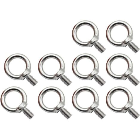 Lot de 10 boulons à œil M8 en acier inoxydable, boulons à œil antirouille, boulon à œil rond, boulon à œil rond, boulon à œil, acier inoxydable 304, pas facile à corroder. (1/5)