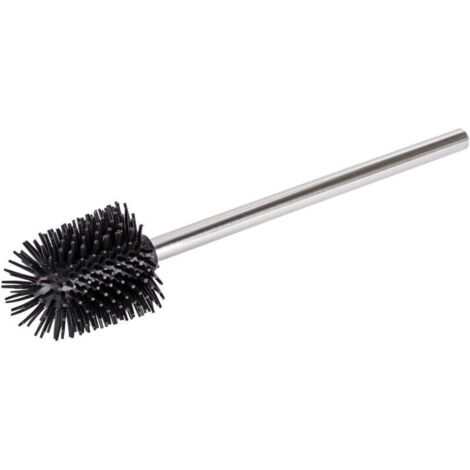 Brosse de silicone avec manche acier inox Brosse de toilette avec tête de rechange en silicone Brillant (1/4)