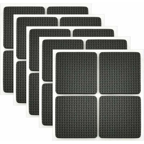 20Pcs Patin Antiderapant Caoutchouc Tampon Caoutchouc Adhesif Patin Feutre Adhésif Patin de Meubles Adhésif pour la Protection des Carreaux, Tables, Planchers de Bois 4.2 x 4.2cm (Noir) , (1/4)