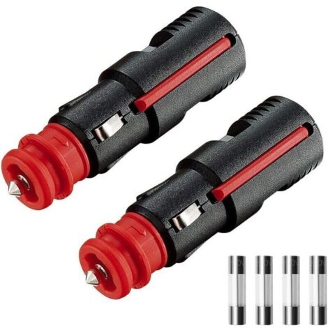 Allume-Cigares Fiche, 12mm Hella (DIN) et 21mm US Prises, Normes DIN ISO 4165 standards, avec 10A 16A Fusible 12V/24V Adaptateur Câble d'extension pour Camping Car Bateau Moto (2x PCS) (1/4)