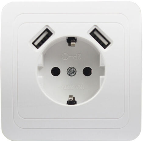 Enowelir Prise murale universelle pour téléphone, Double Port USB 5V, 2A,Mur européen standard allemand (1/4)