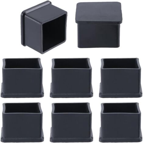 8 pièces Couvre-Pieds de Chaise Carrés Noirs Patins de Chaise Embouts de Pieds de Chaise Protections - 35x35mm (1/4)