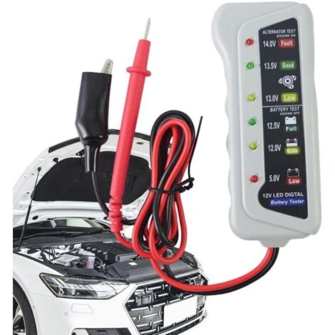 Testeur de batterie automobile,Voyant LED haute précision 6V 12V Analyseur de batterie automatique - Testeurs de tension avec poignée ergonomique, vérificateur de batterie automobile pour (1/4)