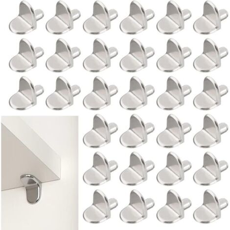 30 Pièces Chevilles de Support d'Étagère, 5mm Taquet Étagère Support en Forme de L en Bois et Verre de Armoire Rangement Meuble Placard Bibliothèque (1/4)