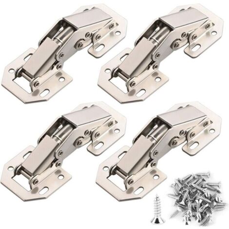 4PCS Charnière Porte Placard 90 Degrés avec Vis Amortisseur Piston Compression Support Relevable Accessoire Meubles Coin 77mm x 32mm (1/4)