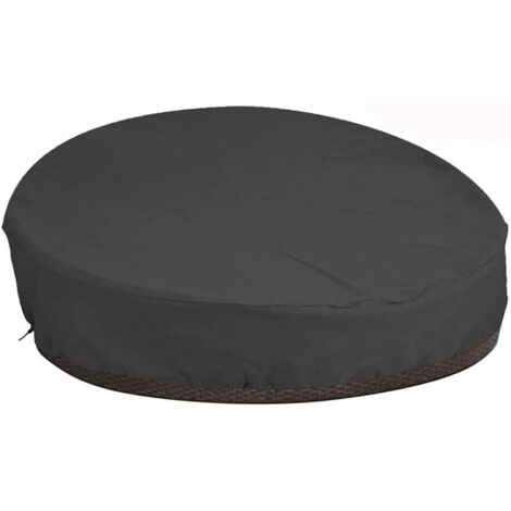 Housse de Protection Canapé lit Rond avec Bandoulière & Manipuler, Housse Lit de Jardin Imperméable, Housse Bain de Soleil Rond en Oxford 210D, Anti-Vent - Noir (D228×H83cm) (1/5)