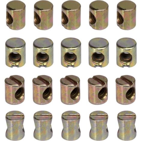 Lot de 20 écrous M6 à fente pour meubles, chaises, lits, berceaux (1/4)