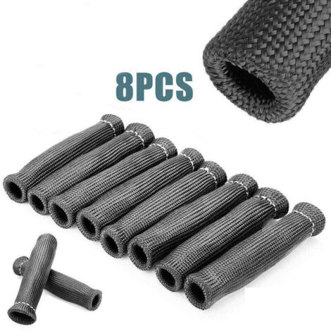 Protections de bougie d'allumage, couvercle de bouclier thermique, guide de fil, isolant de protection de bougie d'allumage pour camion de voiture-noir (paquet de 8) (1/4)