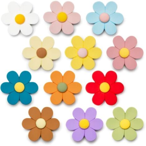 Petits aimants 3D en Forme de Fleurs pour réfrigérateur, aimants décoratifs colorés pour Le Tableau Blanc (Petits et 12 pièces) (1/4)