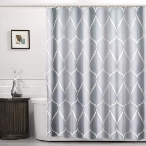 Rideau de douche imperméable en polyester avec treillis et séchage rapide, ourlet lesté, rideau de douche salle de bain durable et lavable, gris(120×200) (1/5)