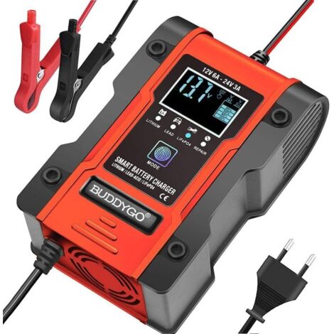 Chargeur de batterie de voiture 12V 6A - 24V 3A,chargeur de batterie de voiture entièrement automatique pour voitures,utilisé pour charger les batteries au plomb et les batteries au lithium (1/5)