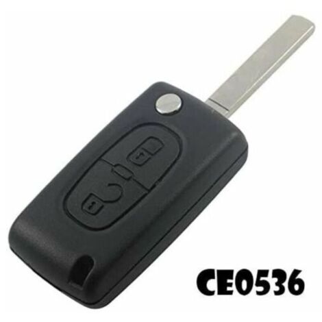 Coque de Télécommande à 2 Boutons Compatible avec Peugeot et Citroën, Lame sans Rainure, Pour Modèles C1, C2, C3, 107, 207, 307, etc. (1/4)