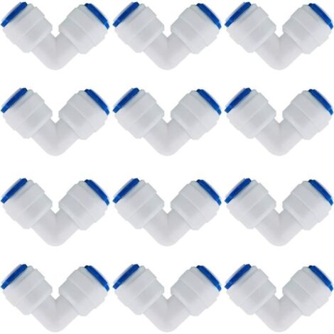 12 Pcs Accessoires De Filtre à Eau RO Raccord De Buse 1/4 Pouces 90 Degree Right Angle Fast Docking pour Raccorder Les Raccords De Tuyauterie d'eau, Tuyau de réfrigérateur (1/4)