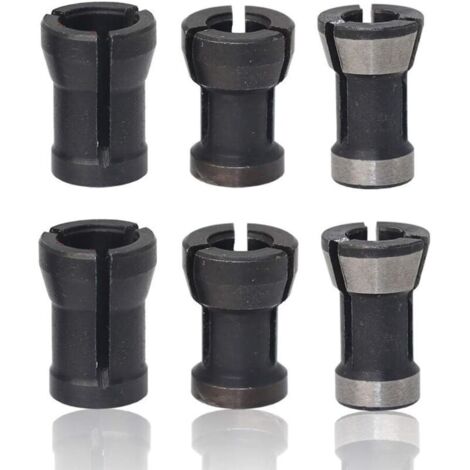 6 Pièces HSS Tête de Mandrin,Mandrin de Fraiseuse,Tête de Mandrin de Collet Adaptateur,Jeu de Collets Mandrin à Pince,Tête de Gravure pour perceuses Machine De Gravure, 6mm/6,35mm/8mm (1/4)