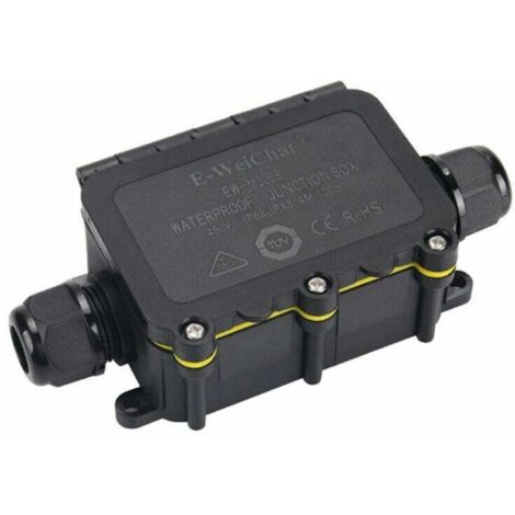 Enowelir 1 Pièce Boîte de Jonction Etanche IP68, Boîte de Dérivation 2 Voies Connecteurs Boîtier Éectrique Extérieur Facile à Installer pour Ø 5-12mm Diamètre du Câble, Noir (1/4)