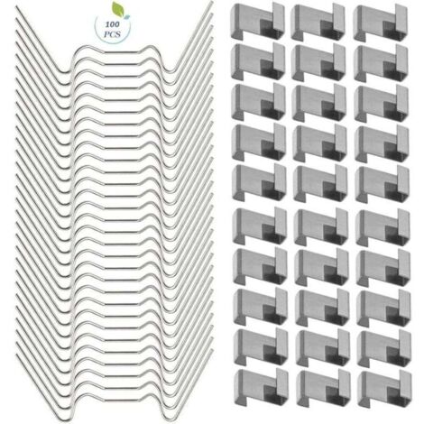 100 PCS Clips de serre pour verre, Clips de fenêtre de serre en acier inoxydable Accessoire pour serre(50 PCS 304 Clips de fil en acier inoxydable W, 50 PCS de chevauchement en acier inoxydable 301 Z) (1/4)