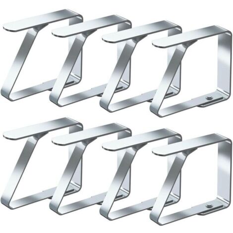 Pinces à Nappe 8 Pièces, Acier Inoxydable Nappe Clips Anti-Glissant, Convient à Tables de 1 à 3 cm d'épaisseur (Petit x 8 Pièces) (1/4)