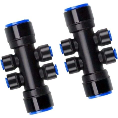 Répartiteur d'irrigation goutte à goutte à 6 voies 6 voies 6,35 mm - Contrôle du débit d'eau - Raccord rapide - Tuyau de poussée d'eau - Accessoires d'irrigation pour la maison et le jardinage (1/4)