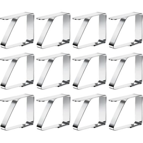 12 pièces Pinces à Nappe Acier Inoxydable, Anti-Glissant, Pinces Nappe de Table Exterieur pour 0-3 cm Table de Jardin, Table (1/4)
