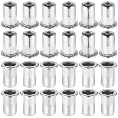 60 Pièces 304 Ecrou a Sertir M8 en Acier Inoxydable Tête Plate Ecrou Aveugle Rivet Fileté Ecrou a Rivet pour pince à insert fileté (1/4)