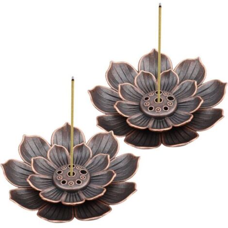 Porte-encens en laiton 2 pièces, porte-encens Lotus, porte-encens, brûleur d'encens, brûleur d'encens, porte-encens 6 trous sans bâtons d'encens (1/4)