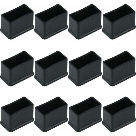 Lot de 12 Embouts de Protection Rectangulaires en Feutre de Caoutchouc pour Pieds de Table ou de Chaise - Noir, 15 x 30 mm. (1/4)
