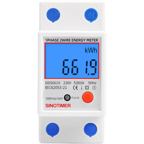 Debuns – Sous compteur électrique monophasé 45A – Certifié MID pour facturation – Affichage LCD – LED de consommation – Modulaire pour tableau électrique (1/4)