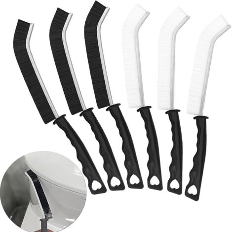 6 Pièces Brosse De Nettoyage des Interstices, Brosse Joint Carrelage Brosse, Multifonction Brosse Nettoyage avec Poignée pour Porte Fenêtre Salle de Bain Cuisine Anti Rouille (3 Noir + 3 Blanc) (1/5)