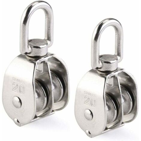 Poulie Double 2Pcs Inox 304 Pivotant Double Poulie (1/5)