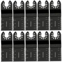 Lame doutil multifonction Lames de Scie Oscillantes pour Métal/Bois, 10 PCS Outil Multifonction Saw Blades Accessoires Kit de 34mm, Accessoires d'outils en Acier au Carbone, pour Bosch Fein - Noir-RAP