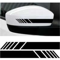 CSPARKV 2 PCS Autocollant Réfléchissant pour Rétroviseur de Voiture, Rétroviseur Autocollant de Voiture Bande Réfléchissante, Autocollant Personnalisés Autocollants Bande Latérale Voiture(Noir)