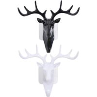 CSPARKV Pack De 2 Patères Cerf, Patères Rangement Clés, Patères Décoratives Personnalisées, Patères Forme Animal, Patères Sac, Adaptées Aux Entrées, Couloirs, Salons Et Chambres