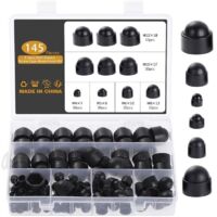 145 Pièces Cache Ecrou, M4 M5 M6 M8 M10 M12 Cache Boulon Noir Bouchon Ecrou Cache Tete de Vis Capuchon Ecrou, Hexagonal Protection Cache pour Écrous Vis Boulons