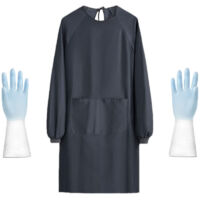 Tablier Femme Ménage Impérmeable Blouse Travail Femme avec Poches Tablier à Manches Longues pour Maison Jardin Livré avec une paire de gants