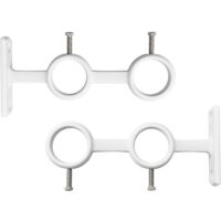 CSPARKV Lot de 2 supports de tringle à rideaux réglables, supports robustes doubles pour tringle à rideaux circulaires (blanc)