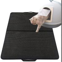 Litière pour chat,Tapis Litière Chat Bac à Litière pour Chats, Imperméable Non Toxique EVA,Double Couche en Nid d'abeille Design 30x45cm,Noir Litière pour chat