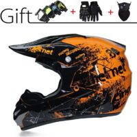 Casque de motocross pour adulte, casque de moto pour homme avec gants/masque/lunettes, homologué DOT, casque de VTT, DH, enduro, quad, VTT, taille L(Tour de tête 56-57 cm)