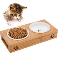 Gamelle Ceramique Chat, Gamelle Chat Bambou Gamelle Anti Glouton Chats Gamelle Chat Double Gamelle pour Chat