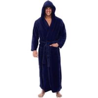 Peignoir d'hiver pour homme, écharpe moelleuse, vêtement d'intérieur, peignoir à manches longues, manteau, peignoir homme, bleu, XXL