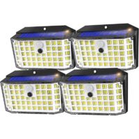 Lampe Solaire Exterieur Jardin Detecteur De Mouvement 176LED 4 Unité IP65 Capteur 270° 3 Modes Lampe Extérieur Solaire Lumière Extérieure Solaire Lumiere Solaire Exterieur Spot