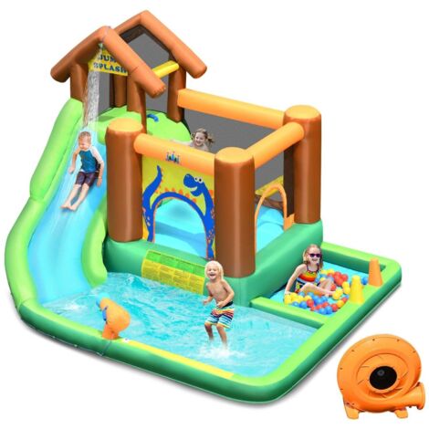Castillo hinchable con soplador parque acuatico inflable con tobogan 368 x 303 x 230 cm colorido