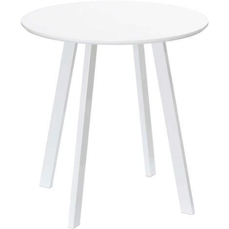 Mesa De Comedor Mesa De Cocina Redonda, Mesa Auxiliar, Mesa De Comedor, Patas Biseladas, Blanco, 72X72X75Cm (1/5)