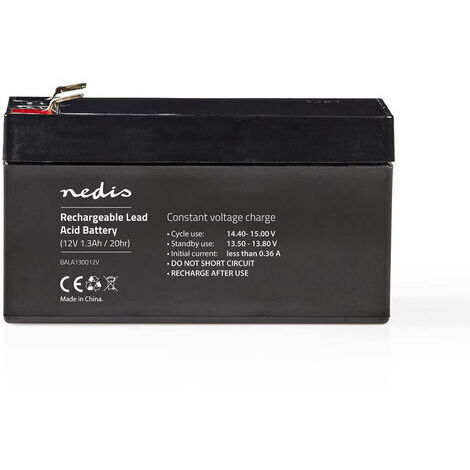 Nedis Batería Recargable de Plomo-Ácido de 12 V | 1300 mAh | 97 x 43 x 52 mm NE550677735 (1/4)