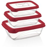 Herzberg Juego de cajas Bio Saver de 3 piezas rojo