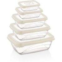 Herzberg Juego de cajas Bio Saver de 5 piezas Marfil