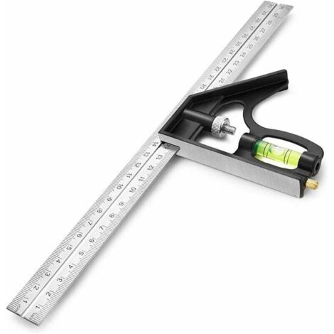 Règles à tracer Carrée Outils de Mesure, Équerre combinée 300 mm, Acier Inoxydable Règle d'angle de Combinaison avec règle Réglable d'angle Droit d'alliage de Zinc Outil, Règle à Angle Carrée Combinai (1/5)