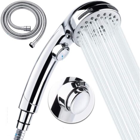 Pomme de douche à main avec tuyau -5 réglages de jet Pomme de douche amovible haute pression avec interrupteur marche/arrêt -(B)-Fei Yu (1/5)